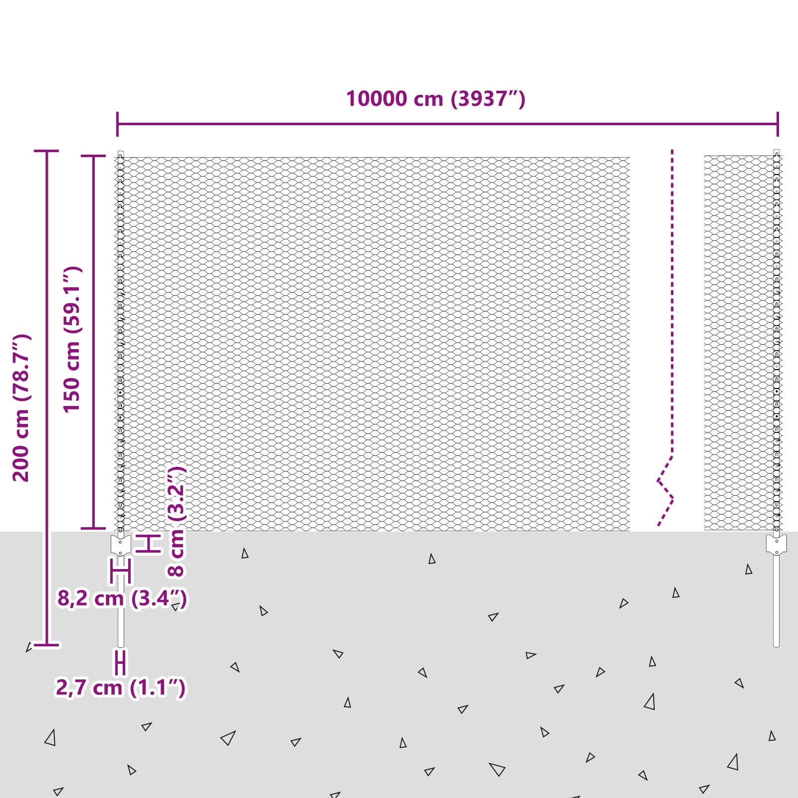 Hekposts 22 Stuks U-Kanaal 150 Cm Gegalvaniseerd Staal,  Hexagon Hek 1.5X100 M Gegalvaniseerd Staal