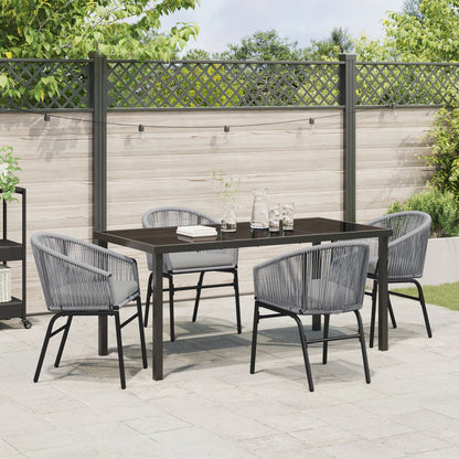 5-Delige Tuin Eetset Grijs Poly Rattan