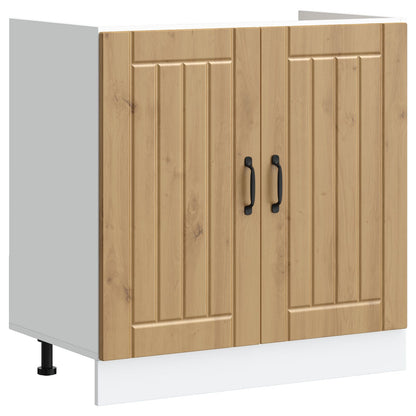 Keuken Kast ""Lucca"" Met Dubbele Wasbakken Artisan Eiken Hout