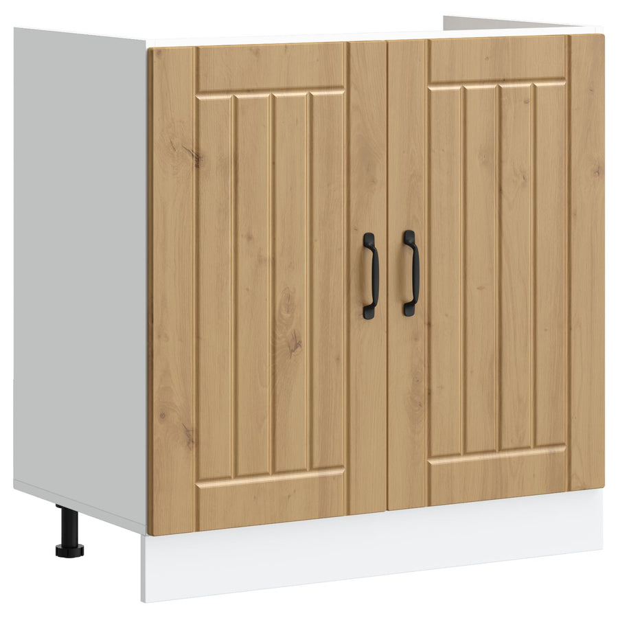 Keuken Kast ""Lucca"" Met Dubbele Wasbakken Artisan Eiken Hout