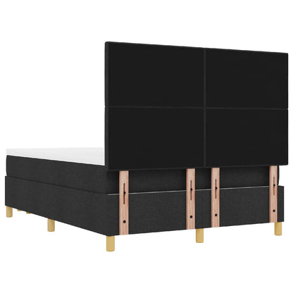 Boxspring Bed Met Matras & Bank Stof Zwart 140 x 200 cm Knop tufted