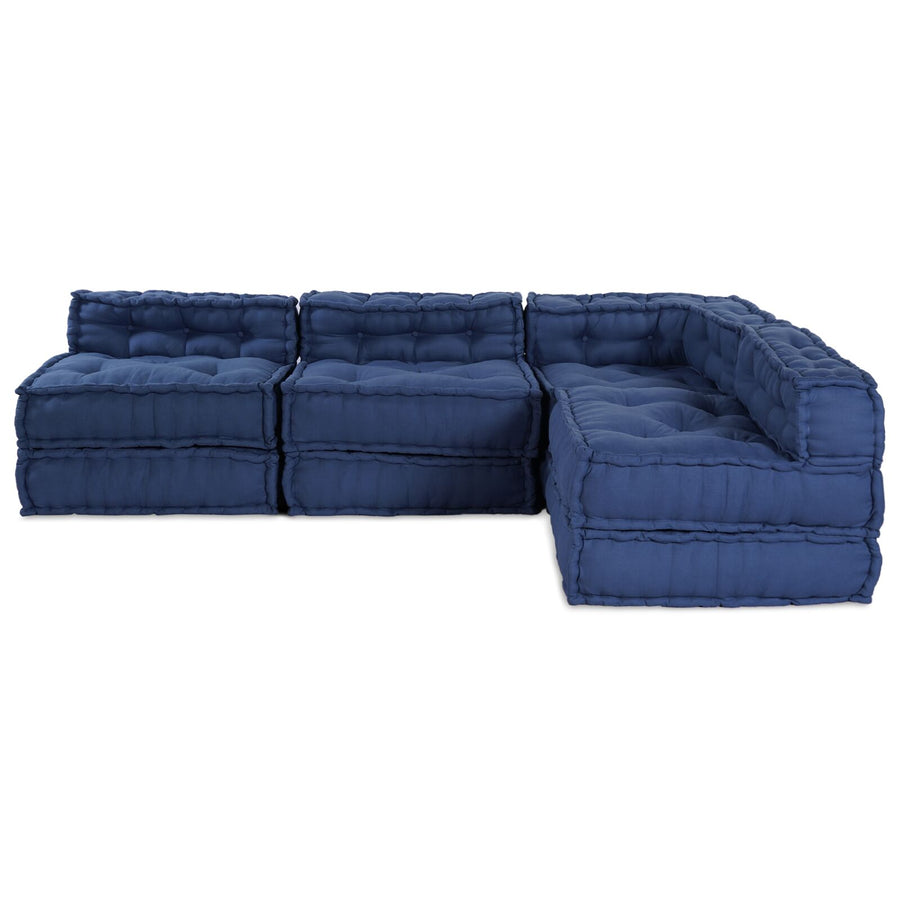 Modulaire Poefjes - Set Van 4 In Stof Indigo 70 x 70 x 54 cm 3x middelste + hoek