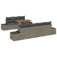 Tuin Sofa Set Set Van 8 Grijs Rattan, Glas, Hout, Metaal