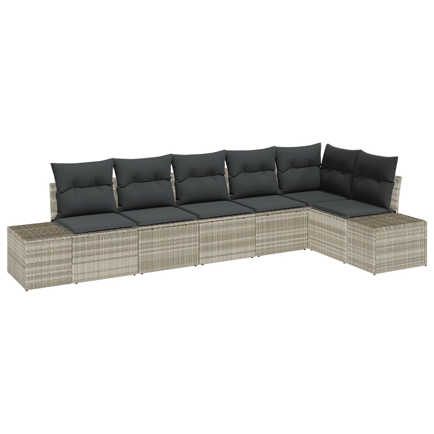 6-Delige Tuinbank Set Met Kussens Poly Rattan Lichtgrijs zonder tafel