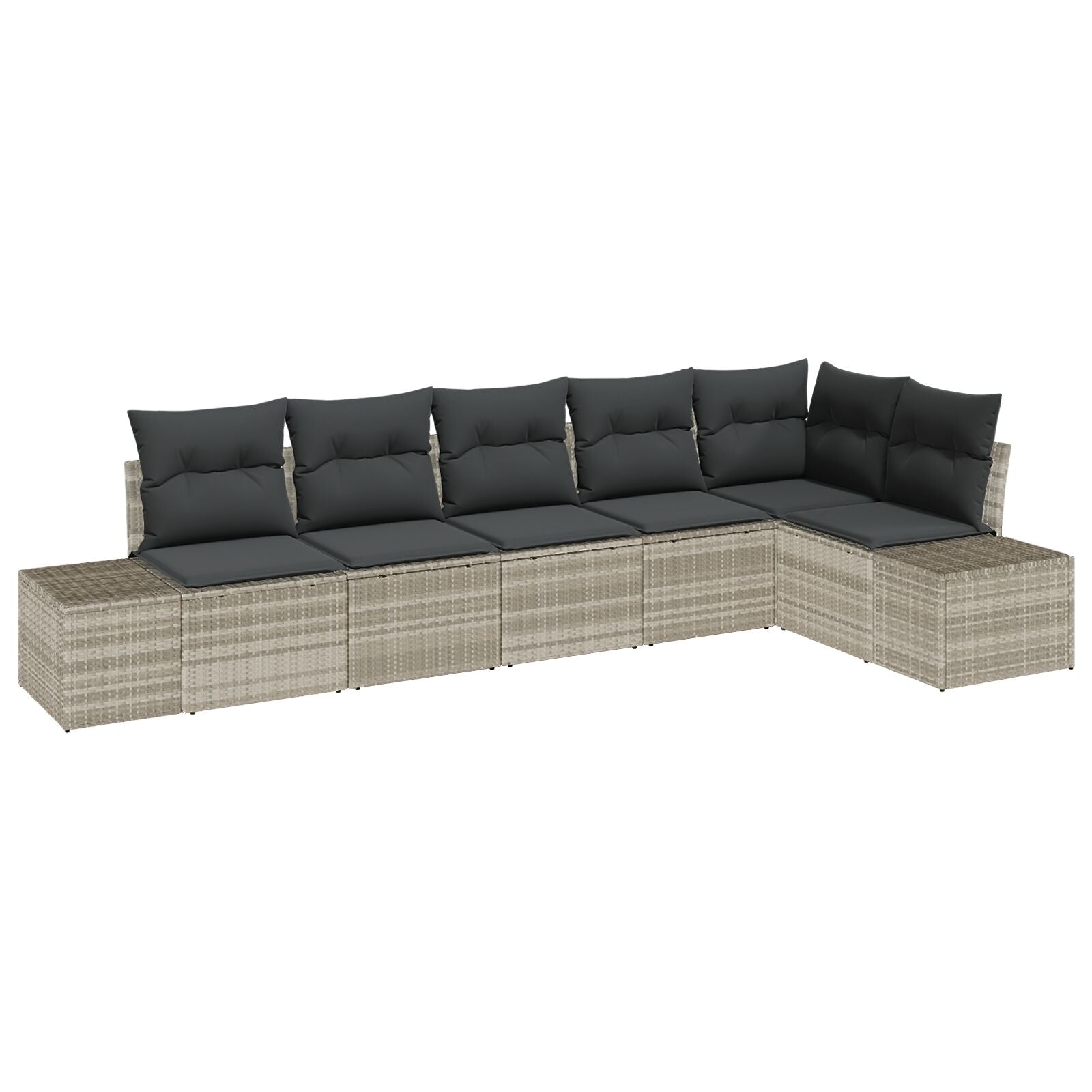 6-Delige Tuinbank Set Met Kussens Poly Rattan Lichtgrijs zonder tafel