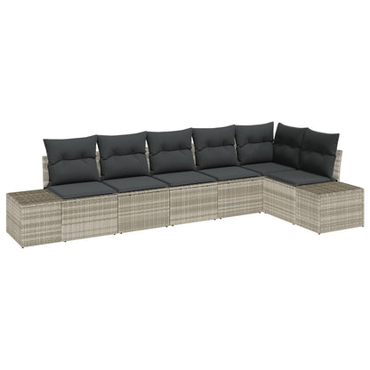 6-Delige Tuinbank Set Met Kussens Poly Rattan Lichtgrijs zonder tafel