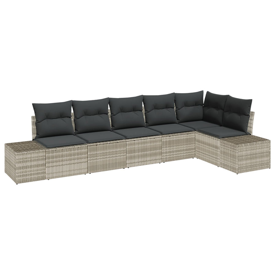 6-Delige Tuinbank Set Met Kussens Poly Rattan Lichtgrijs zonder tafel