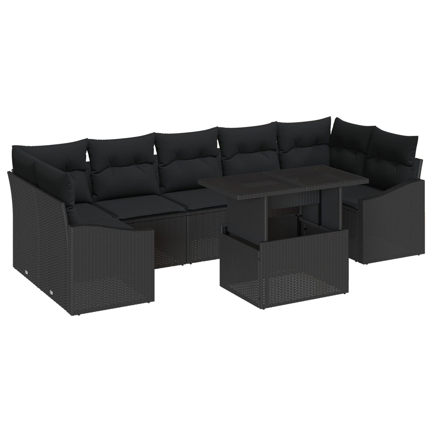 8 Delig Tuin Sofaset Met Kussens Zwart Poly Rattan