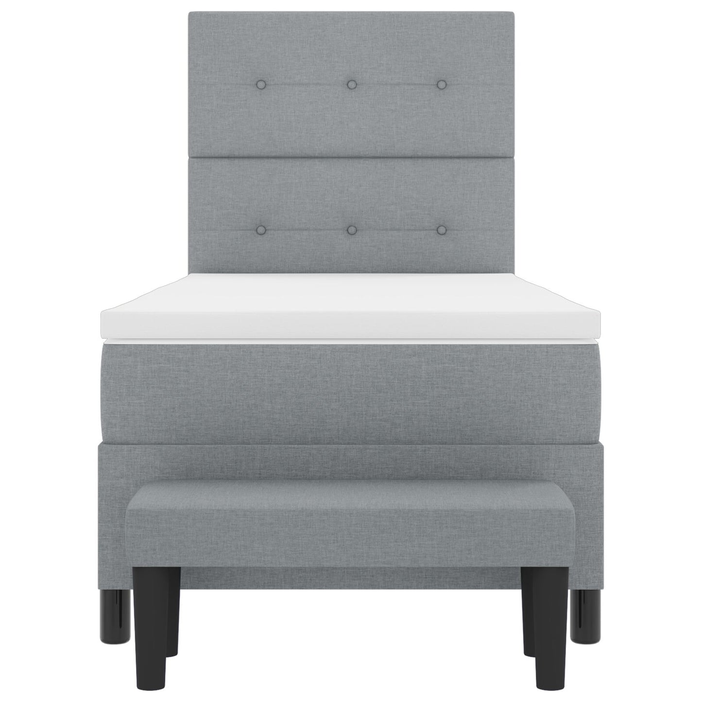 Boxspringbed Met Matras & Bankje Stof Lichtgrijs 80 x 200 cm Knopgeknopt