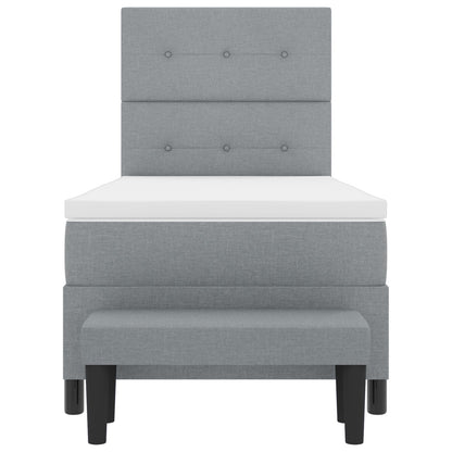 Boxspringbed Met Matras & Bankje Stof Lichtgrijs 80 x 200 cm Knopgeknopt
