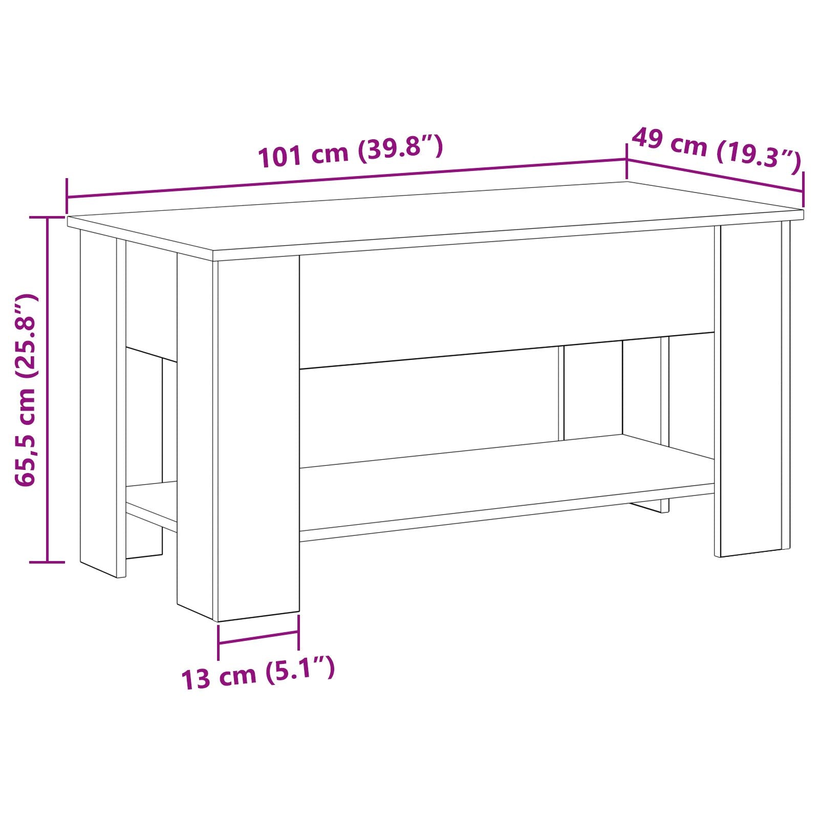 Zwarte Eikenhouten Salontafel - 101X49X52 Cm Gemaakt Van Geënginieerd Hout