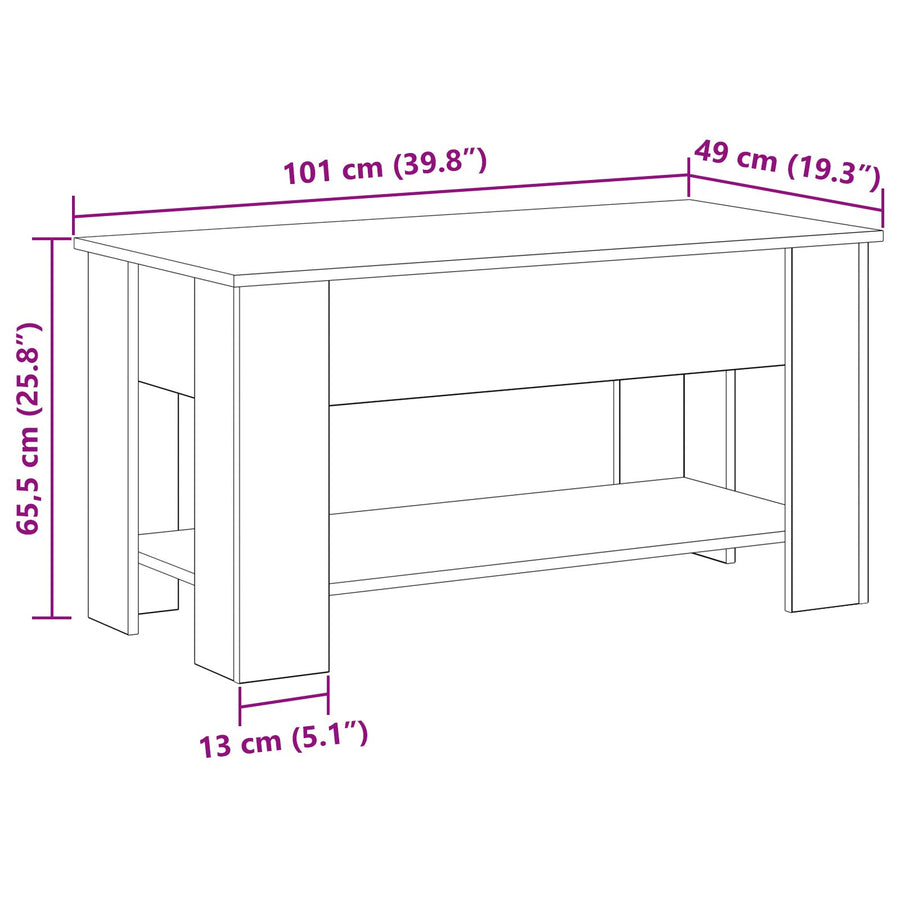 Zwarte Eikenhouten Salontafel - 101X49X52 Cm Gemaakt Van Geënginieerd Hout