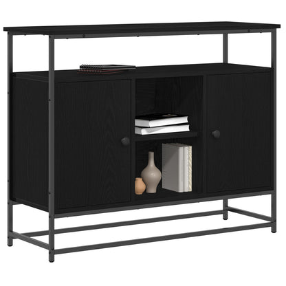 Dressoir 100X35X80 Cm Samengesteld Hout En Staal Zwart eiken