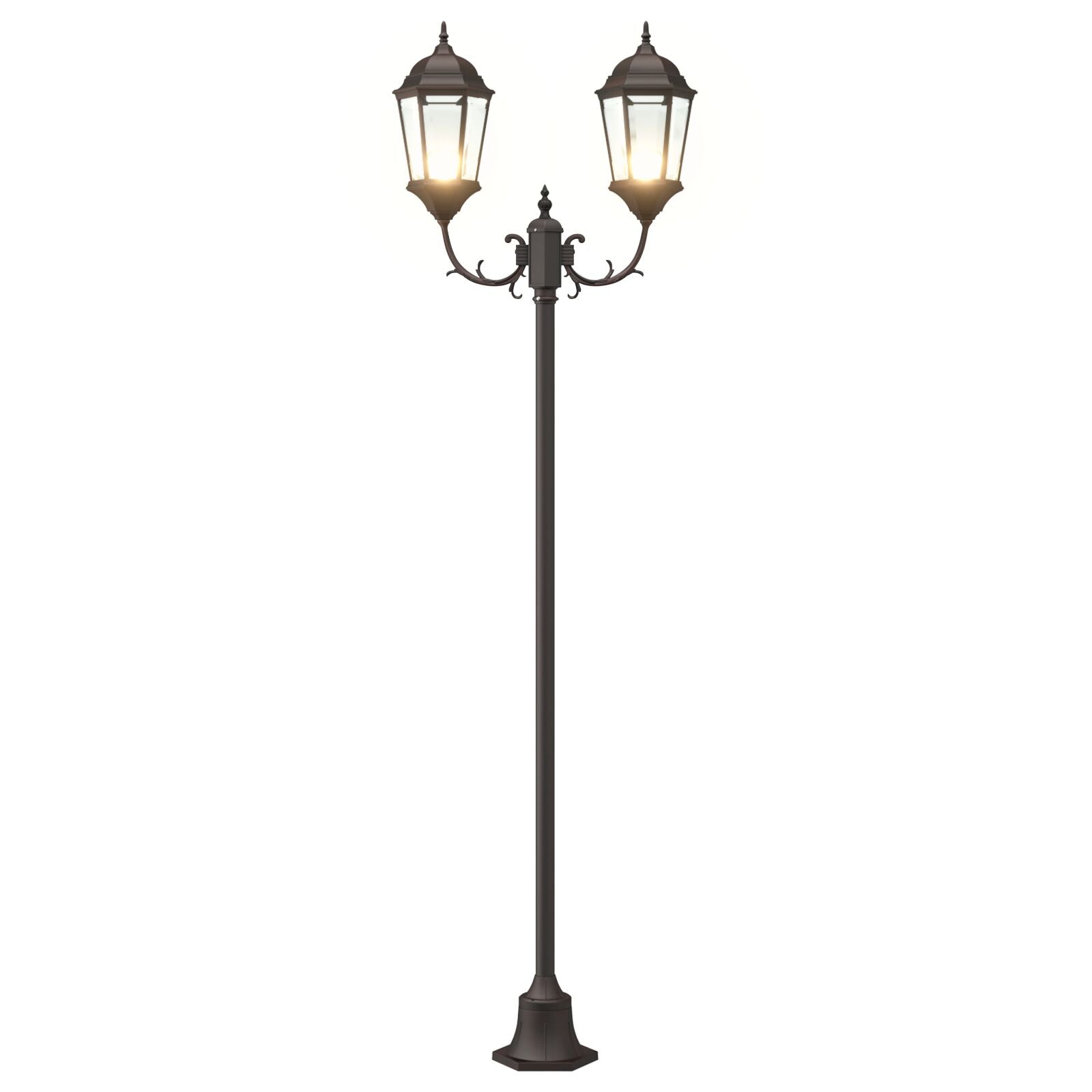 Tuinlichtpaal 2-Lamp E27 220 Cm Aluminium Brons