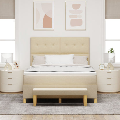 Boxspringbed Met Matras & Bank Stof Crème 160 x 200 cm Knoop-tufted