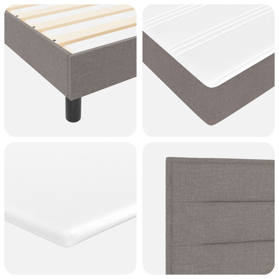 Bedframe Met Matras Lichtgrijs Stof 140 X 200 Cm Bedmatras Blauw