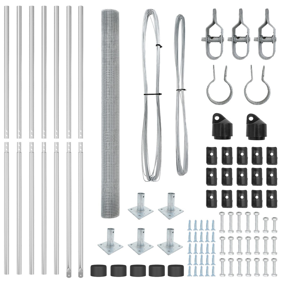 Hekpaalset Set Van 2 Verzinkt Staal 10 X 1.5 M Duurzaam Hekset Gegalvaniseerd Staal