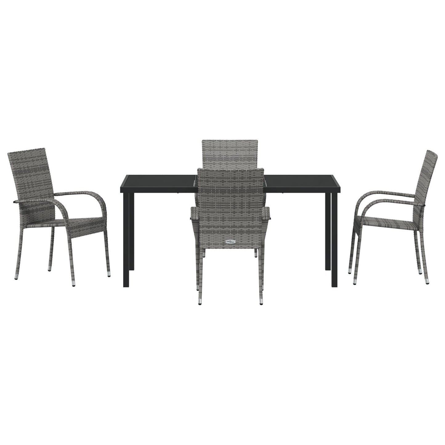 5-Delige Tuin Eetset Grijs Poly Rattan