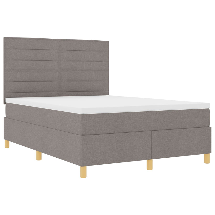 Boxspringbed Met Matras Taupe 140X200 Cm Stof Blauw