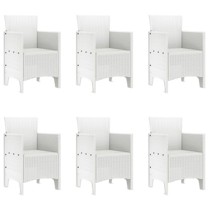 7-Delige Tuindining Set Wit Poly Rattan