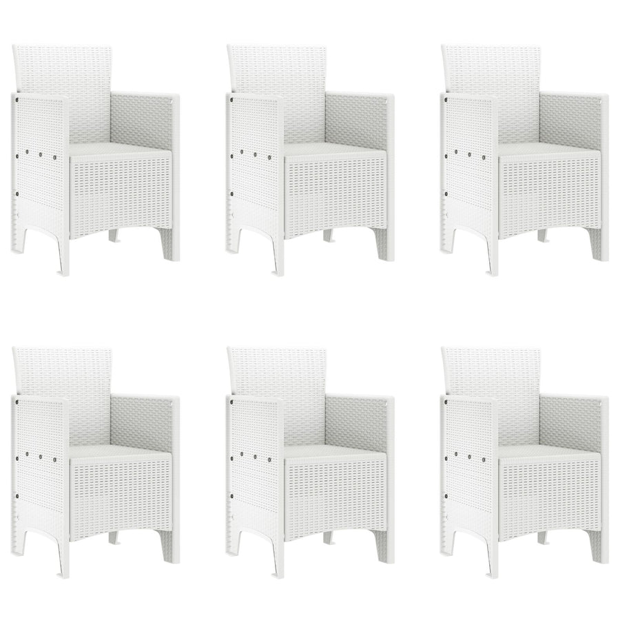 7-Delige Tuindining Set Wit Poly Rattan