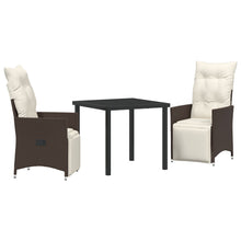 3-Delige Tuin Eetset Met Kussens Bruin Poly Rattan