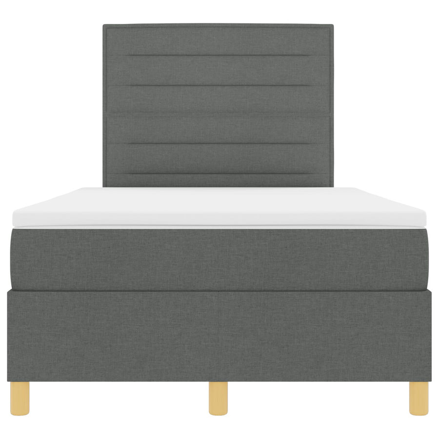 Boxspring Bed Met Matras Donkergrijs 120X200 Cm Stof Blauw