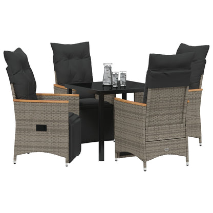 2-Delige Tuinset Met Kussens Grijs Poly Rattan