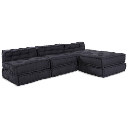 Modulaire Poefs 4 Stuks In Antraciet Stof Anthraciet 70 x 70 x 54 cm Lounge + 3x midden