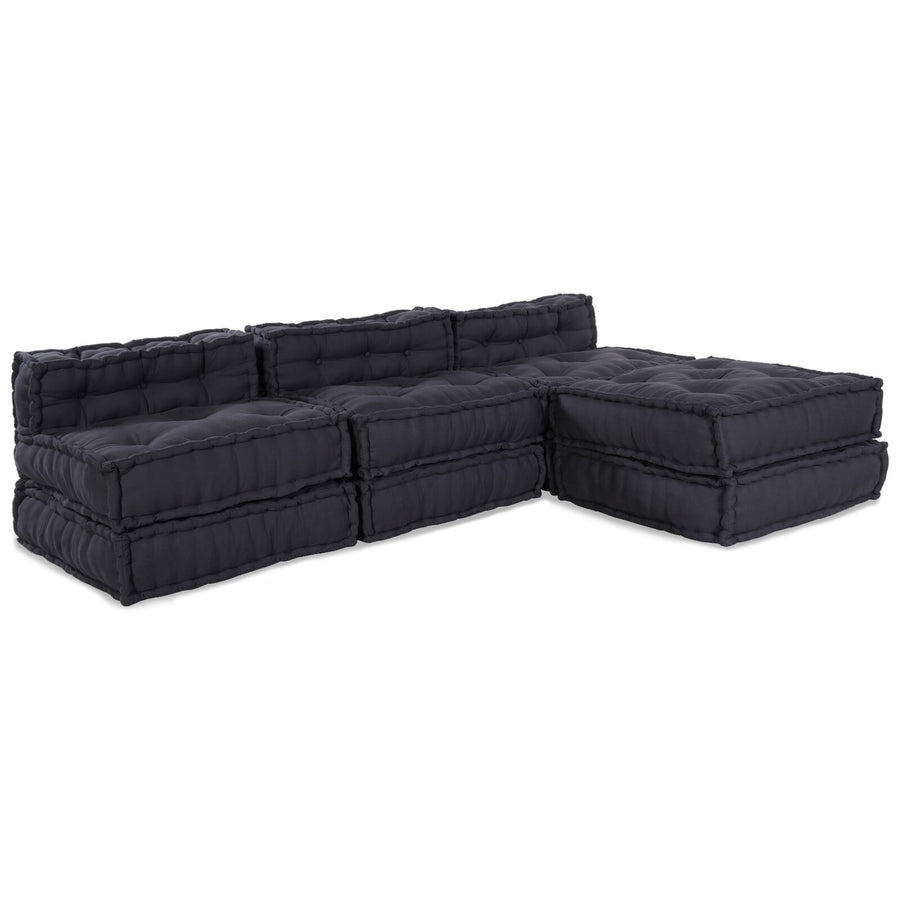 Modulaire Poefs 4 Stuks In Antraciet Stof Anthraciet 70 x 70 x 54 cm Lounge + 3x midden
