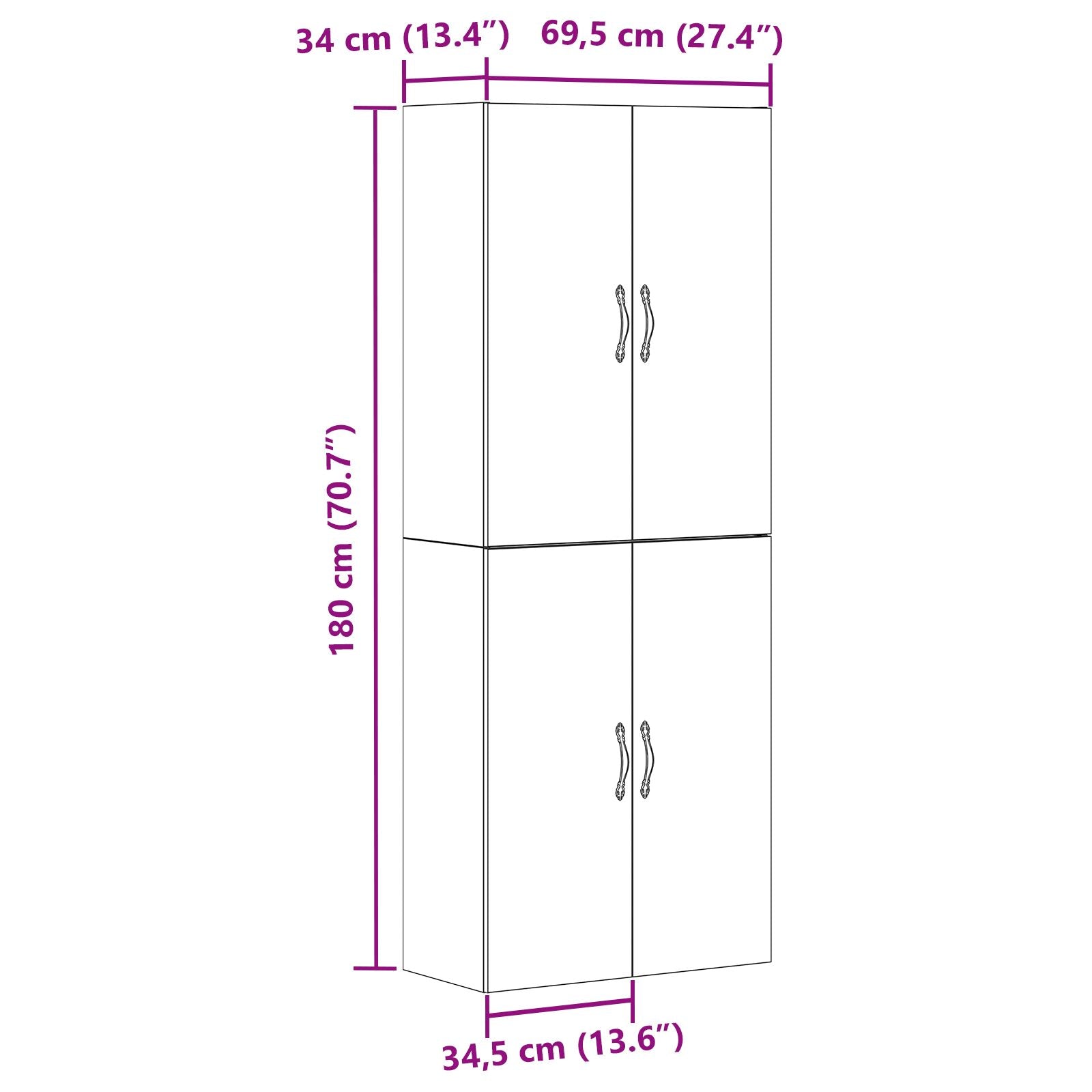 Kasten 2 Stuks Zwart Eiken 69,5X34X180 Cm Geïnvesteerd Hout
