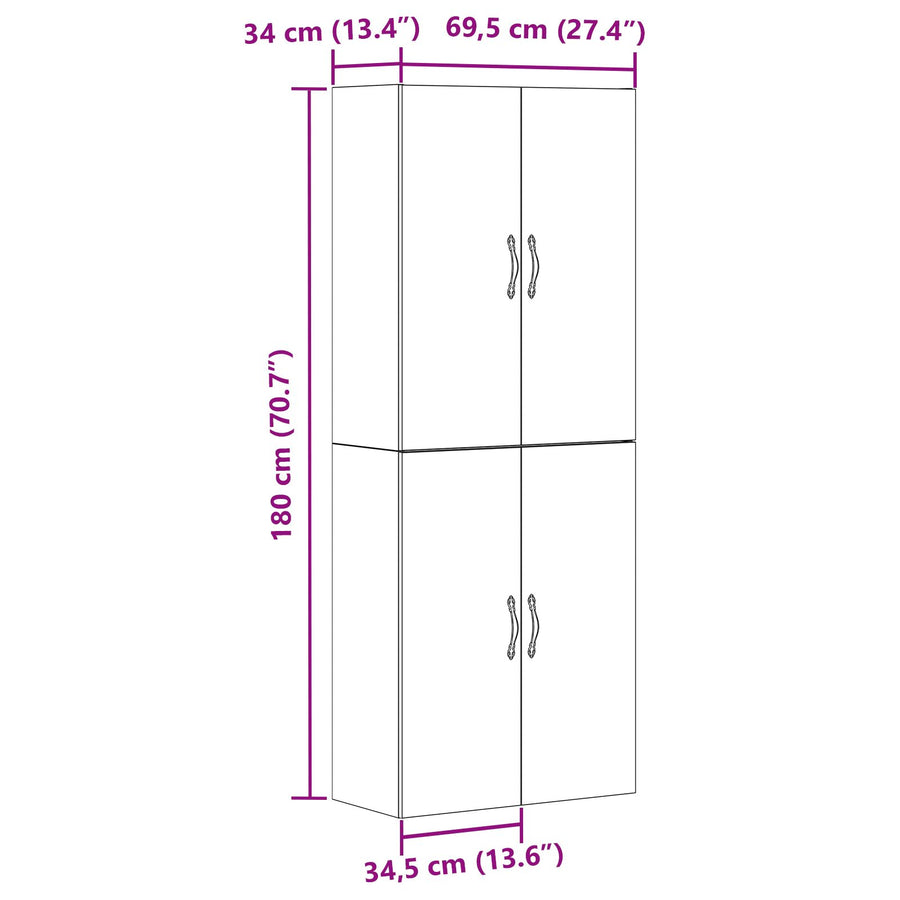 Kasten 2 Stuks Zwart Eiken 69,5X34X180 Cm Geïnvesteerd Hout