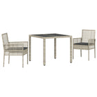 Garden dining set 3 pcs Light grey poly rattan