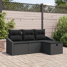 4-Delige Tuinsofa Set Met Kussens Zwart Poly Rattan Wit
