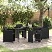 Tuinset poly rattan zwart 4 personen