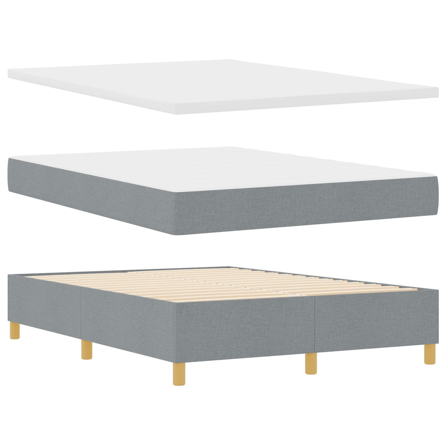 Boxspringbed Met Matras & Bank Stof Lichtgrijs 140 x 190 cm Lijnen ontwerp
