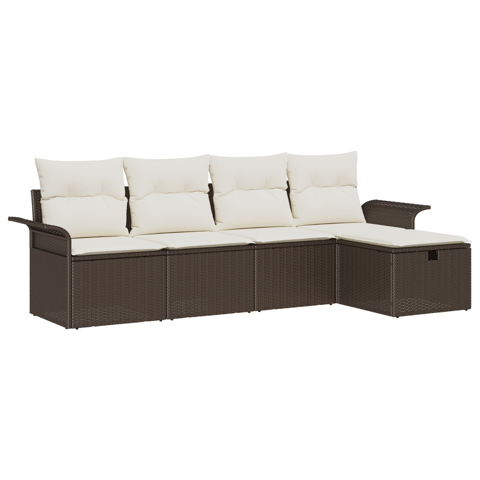 5-Delige Tuin Sofa Set Met Kussen Bruin Poly Rattan