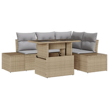 Tuin Sofa Set Set Van 5 Beige, Grijs Riet, Polyester