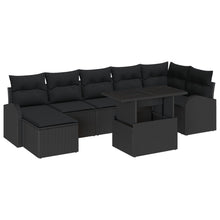 8-Delige Tuin Sofa Set Met Kussens Zwart Poly Rattan