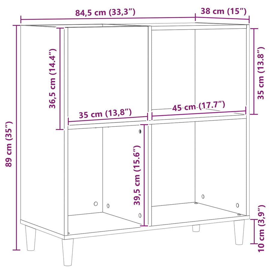Recordkast 84,5X38X89 Cm Houtmateriaal