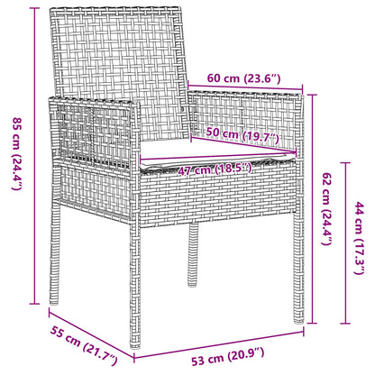 5-Delige Tuinset Met Kussens Grijs Poly Rattan