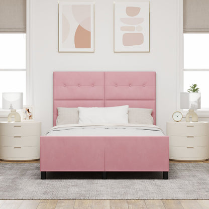 Roze Fluwelen Bedframe 140X190 Cm Crème