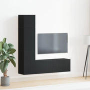 Tv-meubelset 4 stuks zwart eiken 130,5x30x140 cm
