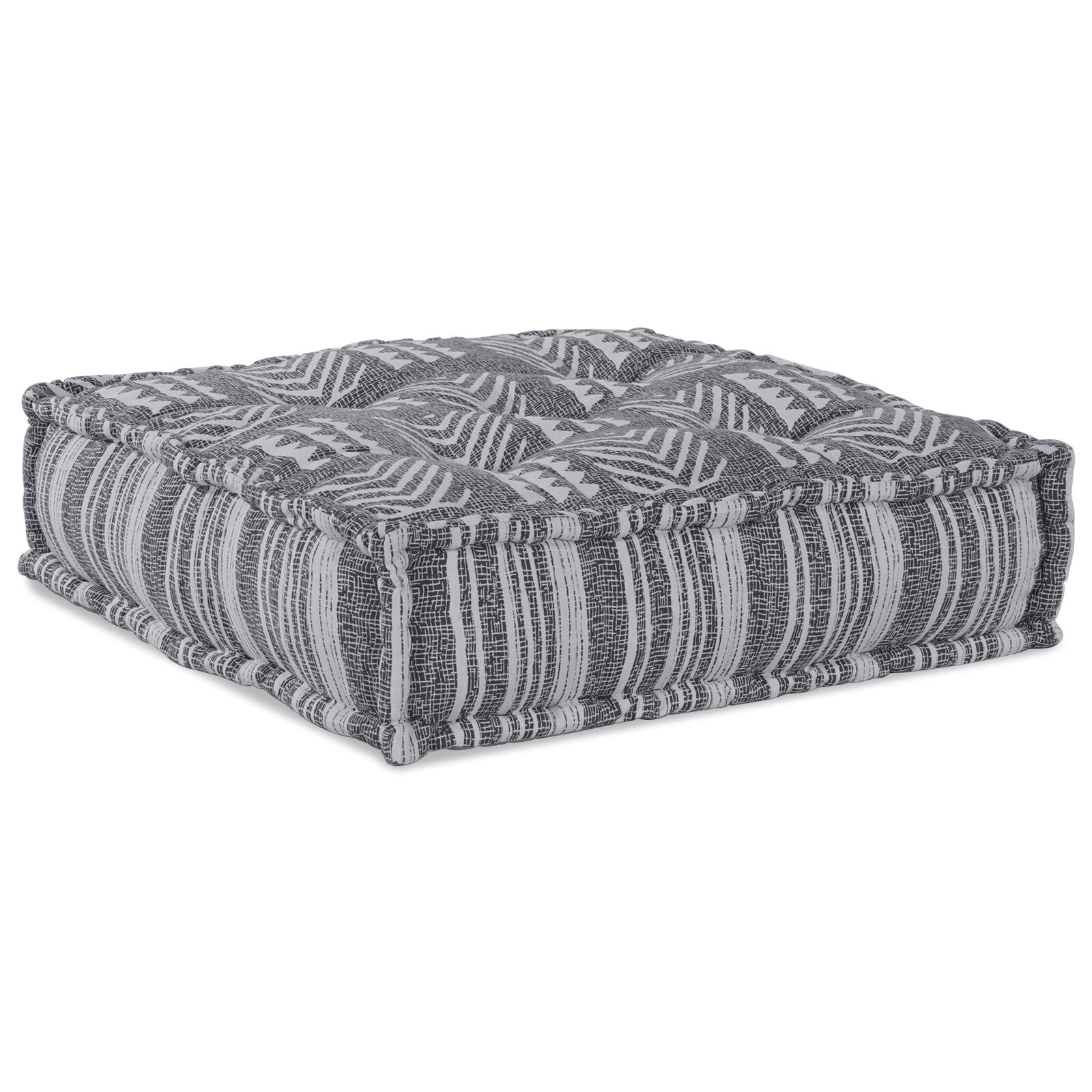 Poef Grijs 70X70X54 Stof Grijs Print 70 x 70 x 54 cm Middelste bank