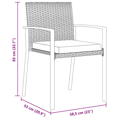 5-Delige Tuin Eetset Zwart Poly Rattan