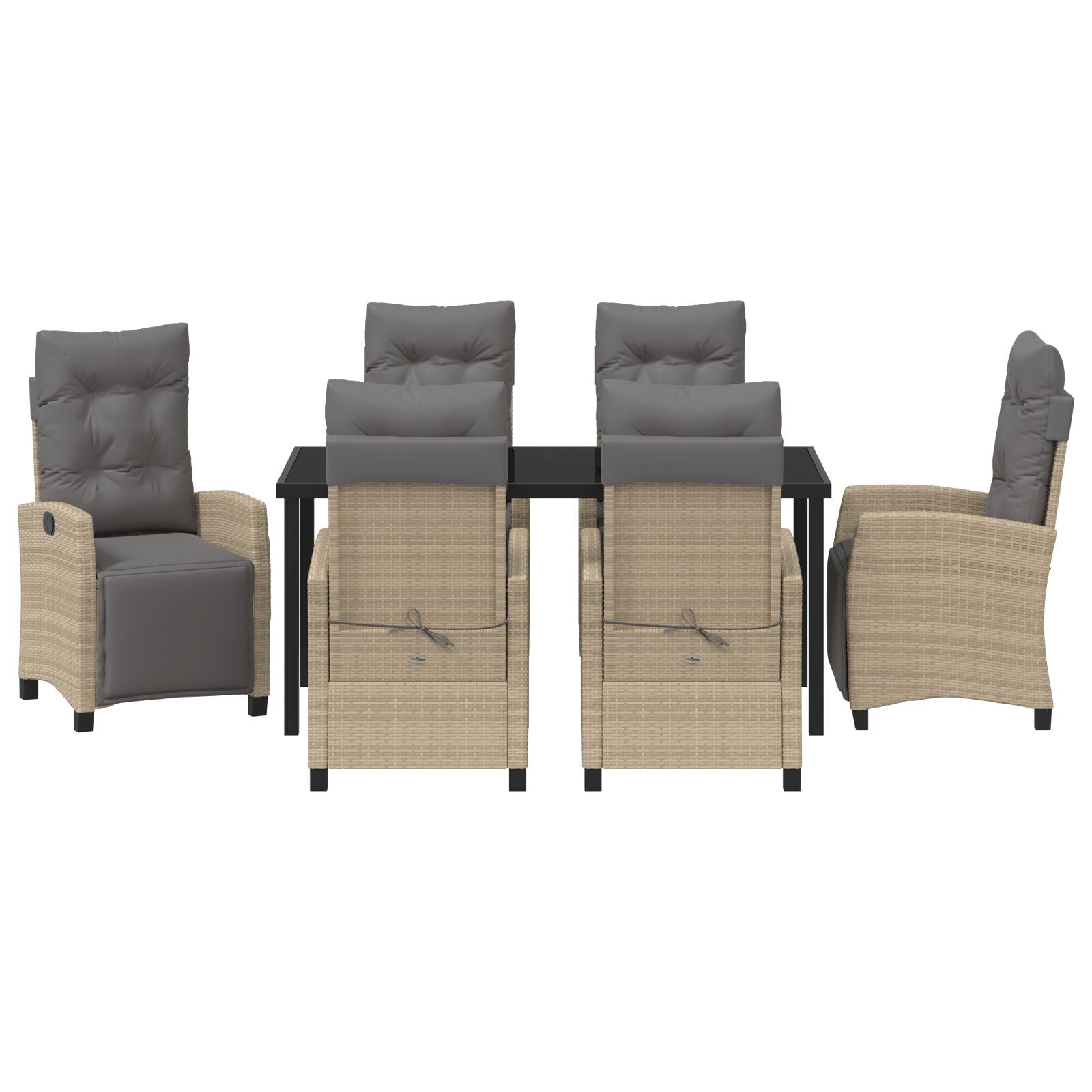 7-Delige Tuin Eetset Beige Poly Rattan