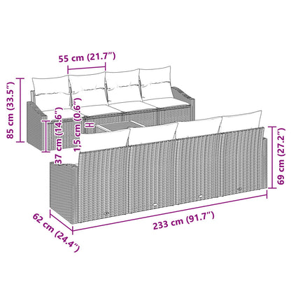 7-Delige Tuin Sofa Set Met Kussens Beige Poly Rattan Acacia