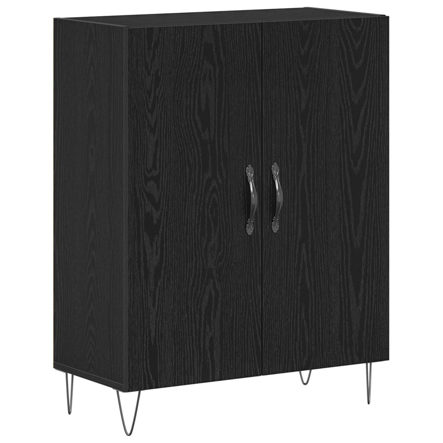 Highboard Zwart Eiken 69,5X34X180 Cm Geengineerd Hout