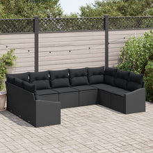 9-Delige Tuin Sofa Set Met Kussens Poly Rattan Zwart zonder tafel