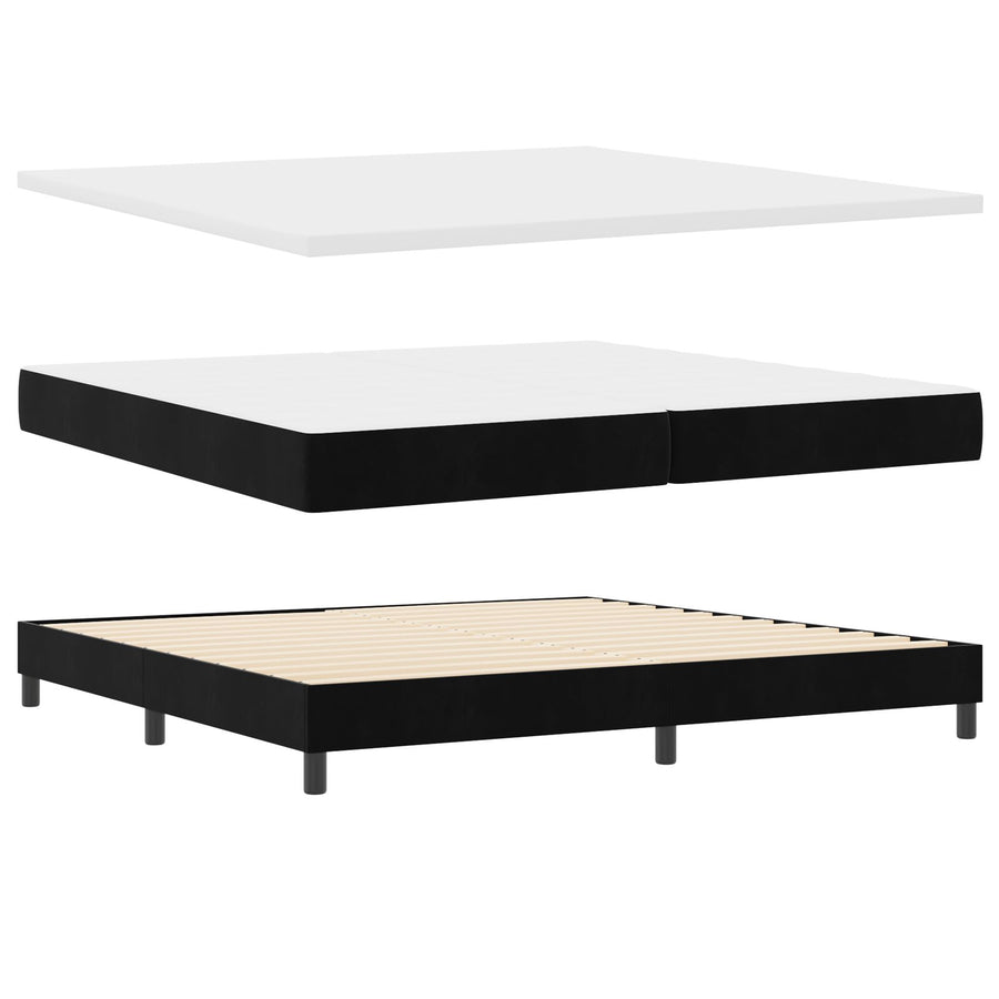 Boxspringbed Met Matras Zwart 200X200 Cm Fluweel Blauw
